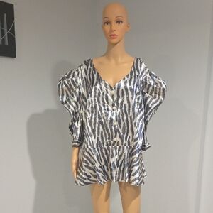 Ashley Stewart Black and White Zebra Blouse